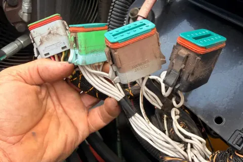 Heavy-equipment electrical components and diagnostic work — photo 1